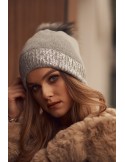 Winter hat with shiny cuff, dark gray C61 - Online store - Boutique